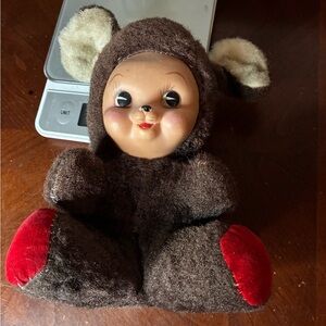 RARE VTG Rubber Face Rushton  Teddy Bear Stuffed Plush